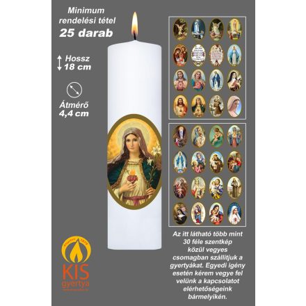Szentképes gyertya - vegyes matricákkal (SZTGY-1844)