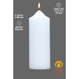 Fehér templomi oltárgyertya szembemiséző oltárra, 20 cm-es